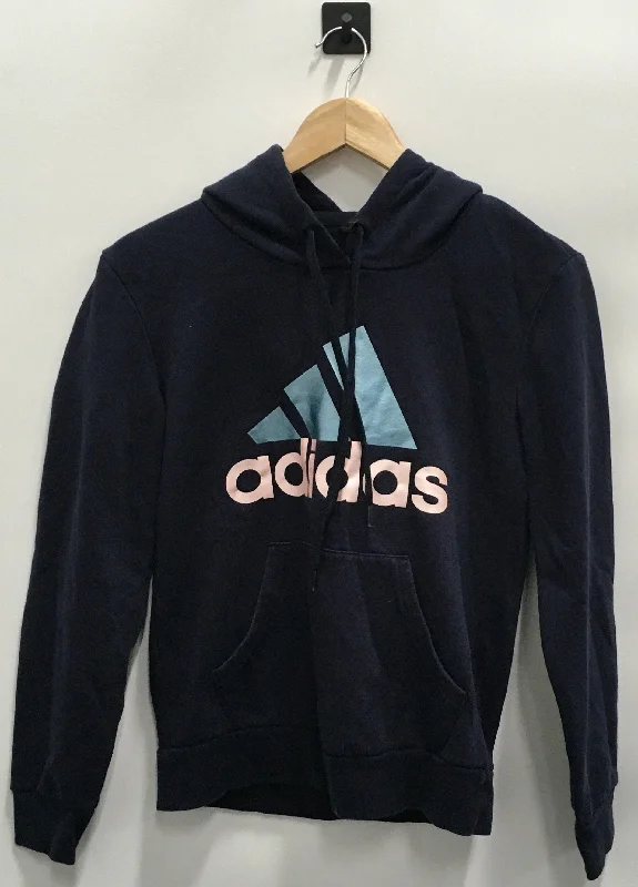 Fleece grey sweatshirts for chilly nights-Women's Minimalist Sweatshirts-Athletic Sweatshirt Hoodie By Adidas  Size: S