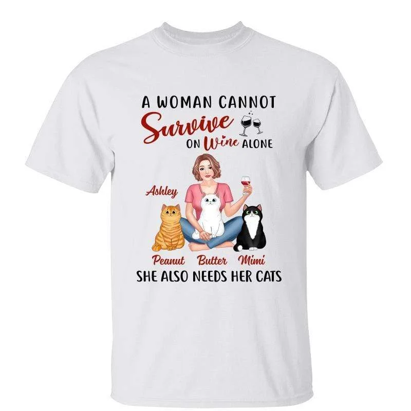 Custom concert T-shirts for fans-Survive On Wine & Cats Pretty Girl Personalized Shirt