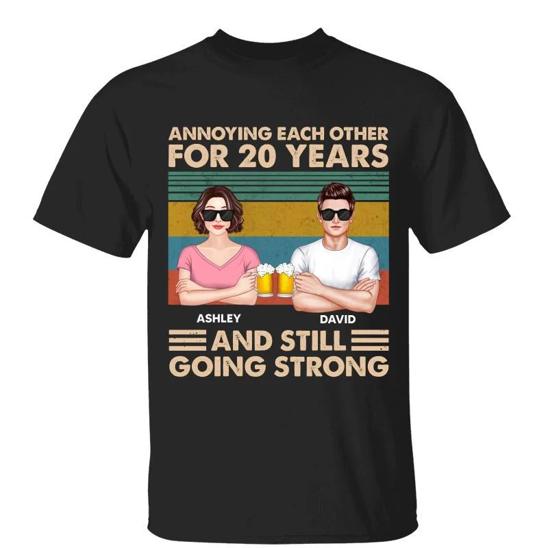 Unique funny graphic tees for women-Husband Wife Real Couple Annoying Each Other Personalized Shirt