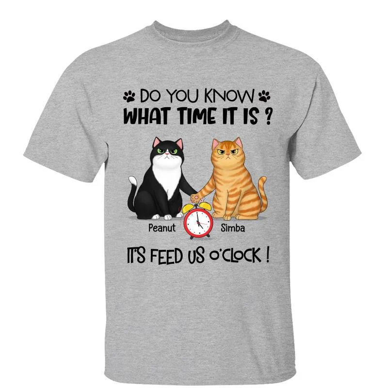 Custom-designed motivational T-shirts-Feed Us O‘clock Fluffy Cats Personalized Shirt