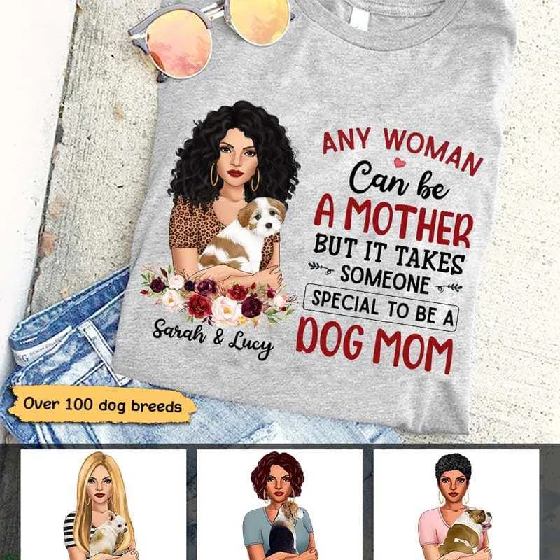 Creative funny slogan T-shirts for events-Special Dog Mom Hugging Dog Personalized Shirt