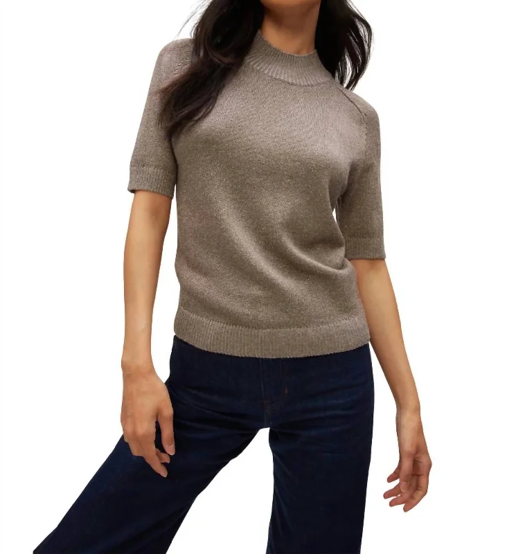 Acrylic silk pullover sweater for budget-Women's Ribbed A-Line Pullovers-Sabel Metallic Sweater In Pewter