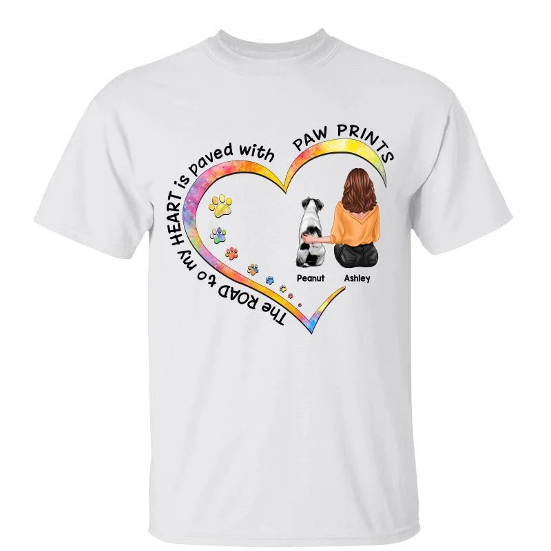 Custom printed graphic T-shirts for events-Woman And Dogs Sitting Inside Heart Personalized Shirt