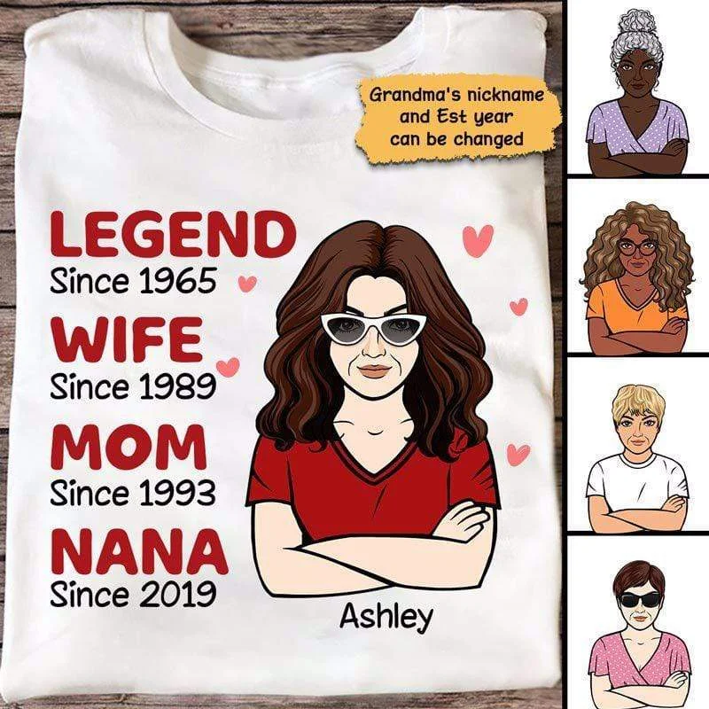 Funny graphic tees for gamers-Legend Grandma Old Woman Personalized Shirt