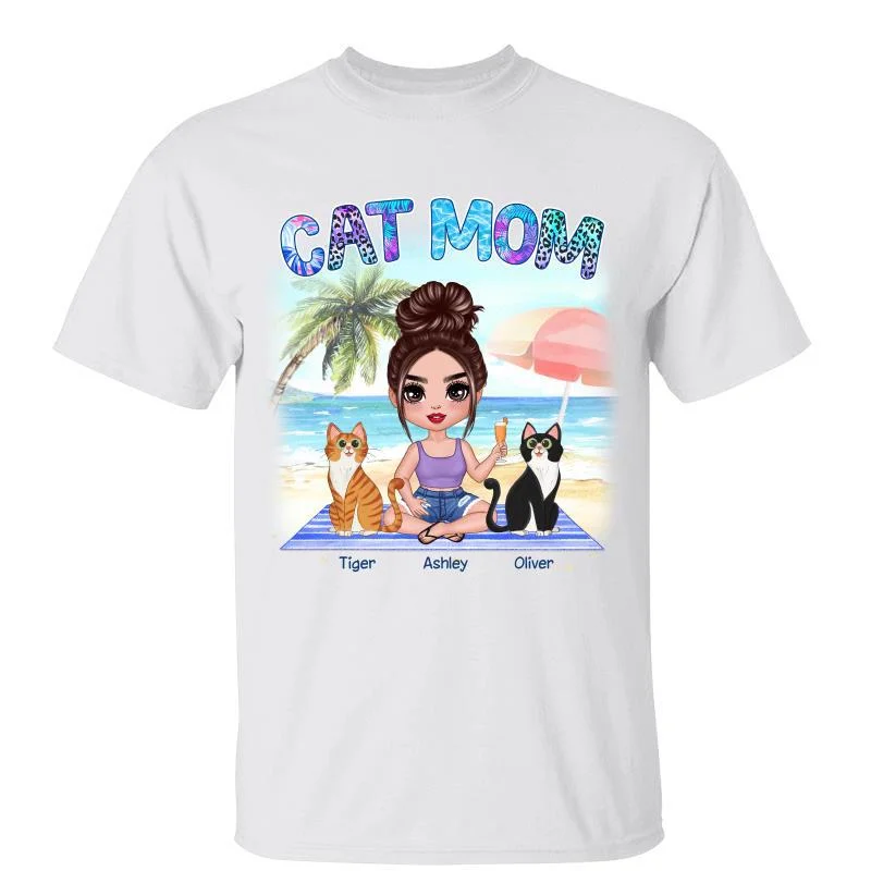 Matching T-shirts for bridesmaids and groomsmen-Doll Cat Mom Summer Personalized Shirt