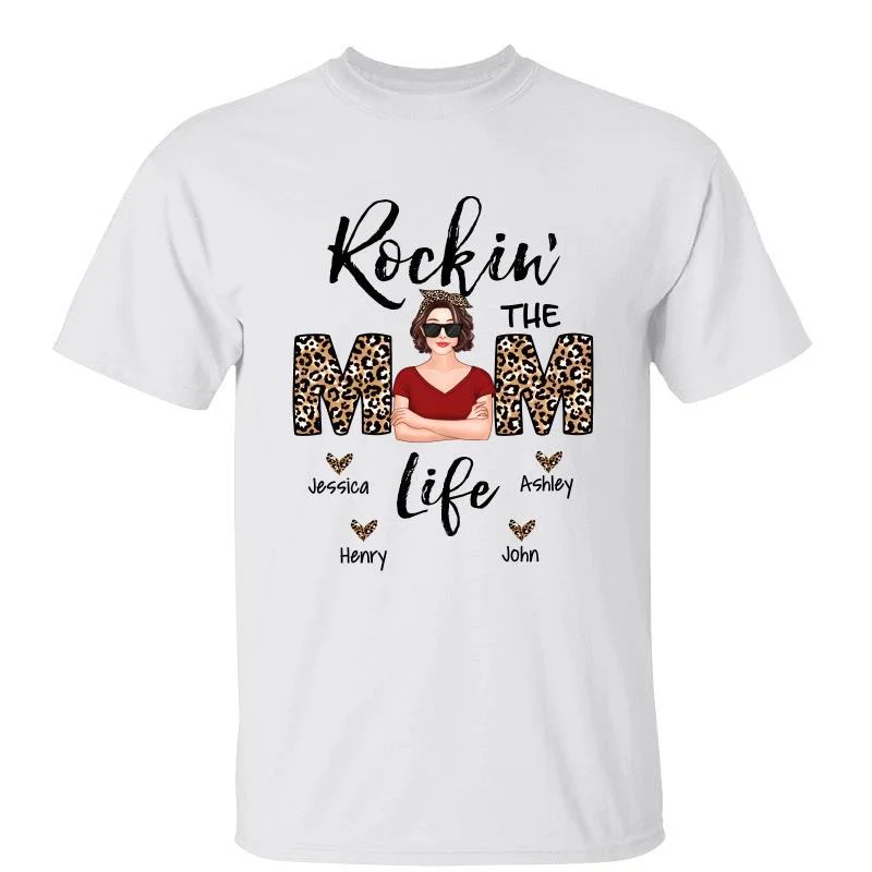 Vintage typography T-shirts for men-Rockin‘ The Mom Life Pretty Girl Personalized Shirt