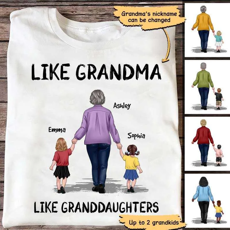 Custom funny designs for kids’ T-shirts-Like Grandma Like Grandson Granddaughter Personalized Shirt