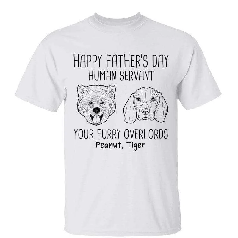 Vintage graphic tees for young adults-Happy Father‘s Day Human Servant Dog Head Outline Gift For Dog Dad Personalized Shirt