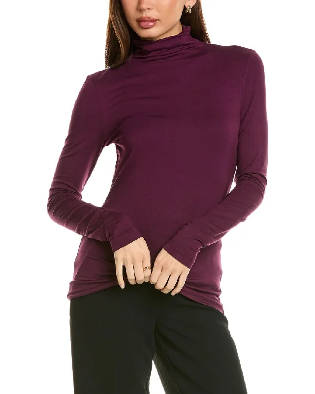 Silk slim-fit pullover sweater for elegance-Women's Formal Pullovers-Anne Klein Seamless Turtleneck Top