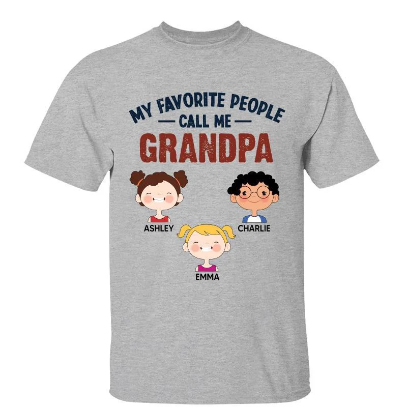 Custom-designed retro T-shirts for men-Cute Kid Faces Favorite People Call Me Grandpa Dad Uncle Personalized Shirt