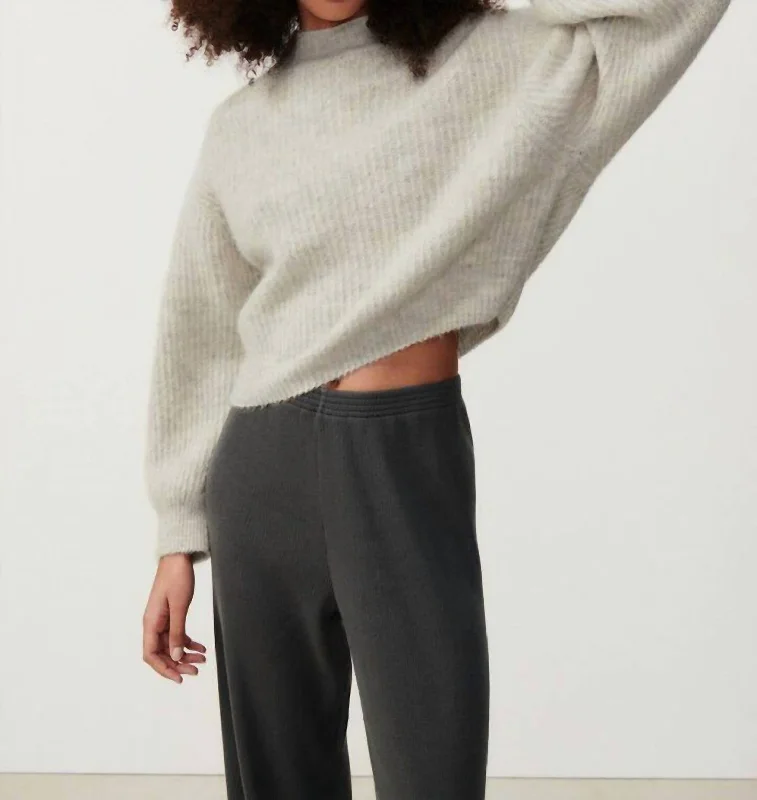 Mohair turtleneck pullover sweater for warmth-Women's High-Waisted Denim Pullovers-Women's East Jumper In Poudreuse