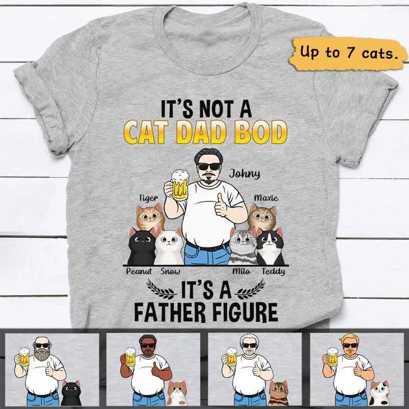 Custom printed funny T-shirts for coworkers-Cat Dad Bod Fluffy Cat Personalized Shirt