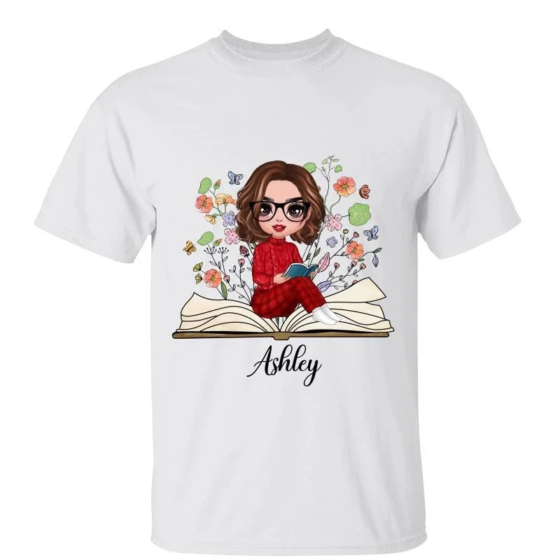 Custom-designed T-shirts with motivational words-Book Flower Book Lover Personalized Shirt