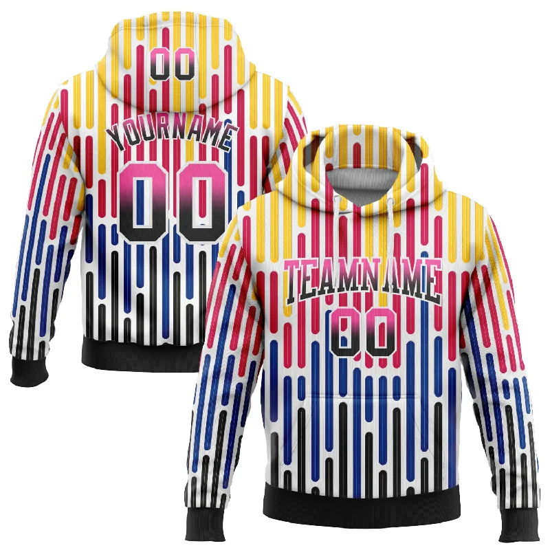 Women's Glen Plaid Hoodies-Custom Stitched White Pink-Black Fade 3D Pattern Design Colorful Stripes Shapes Sports Pullover Sweatshirt Hoodie