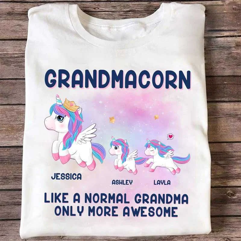 Custom graphic tees for pop culture lovers-Grandmacorn More Awesome Watercolor Personalized Shirt