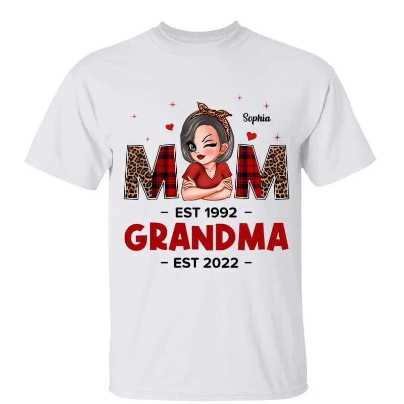 Funny T-shirts for sports fans-Mom Grandma Est Date Pretty Woman Family Gift Personalized Shirt