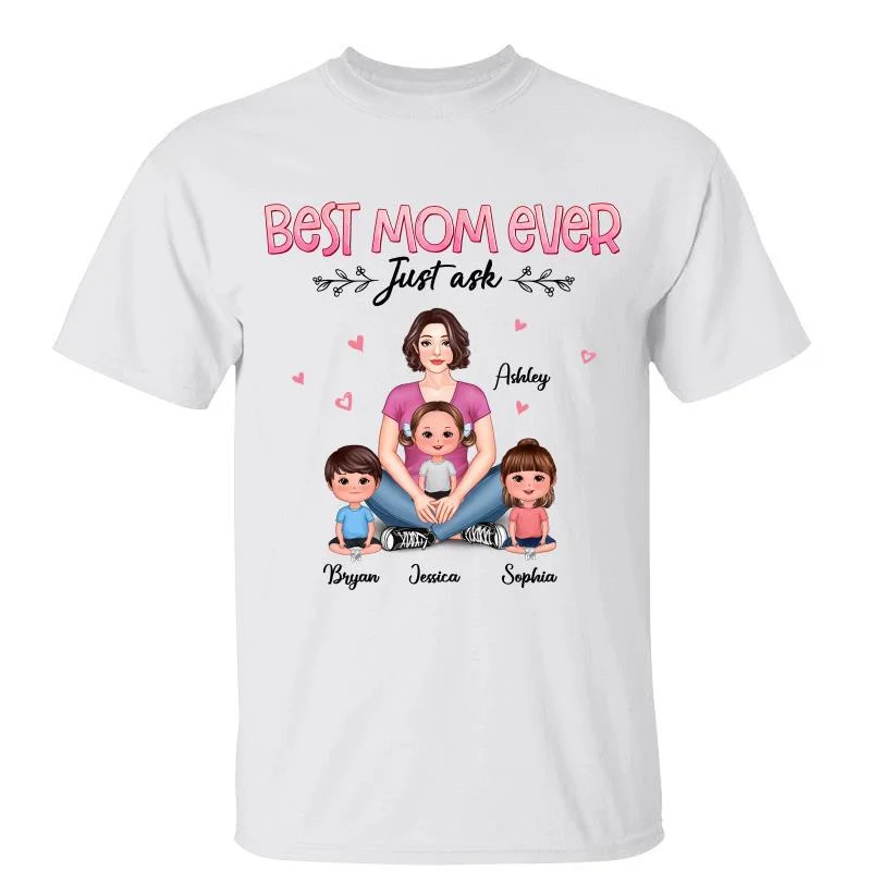 Custom quote T-shirts for special occasions-Best Mom Ever Pretty Woman Sitting Personalized Shirt