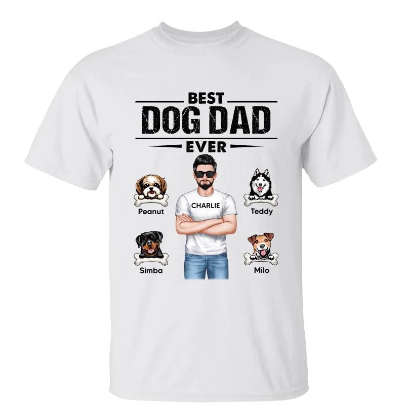 Custom tees for casual weekend wear-Real Man Standing Best Dog Dad Ever Father's Day Gift Personalized Shirt