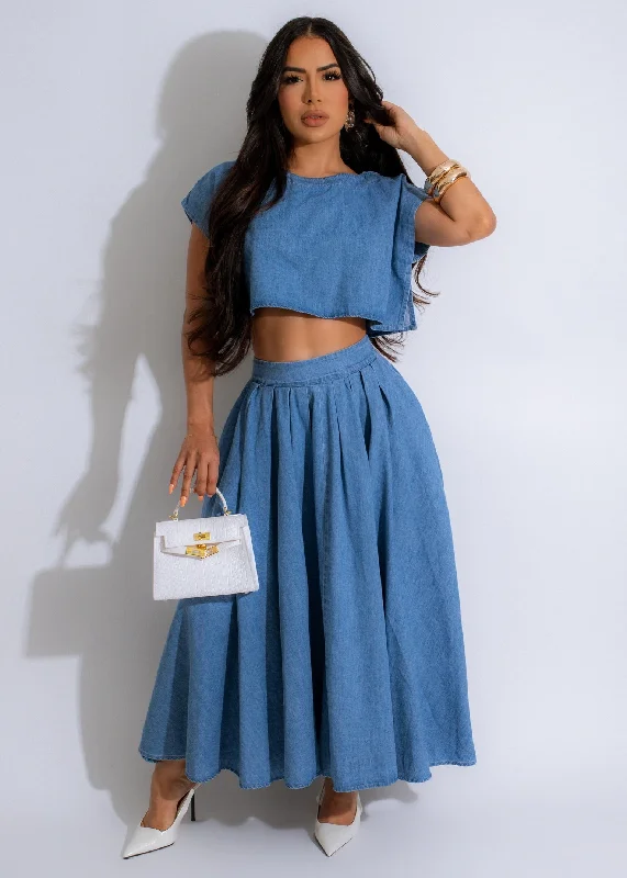 Skirts for casual charm-Women's Midi Skirts-Delight Skirt Set Denim*