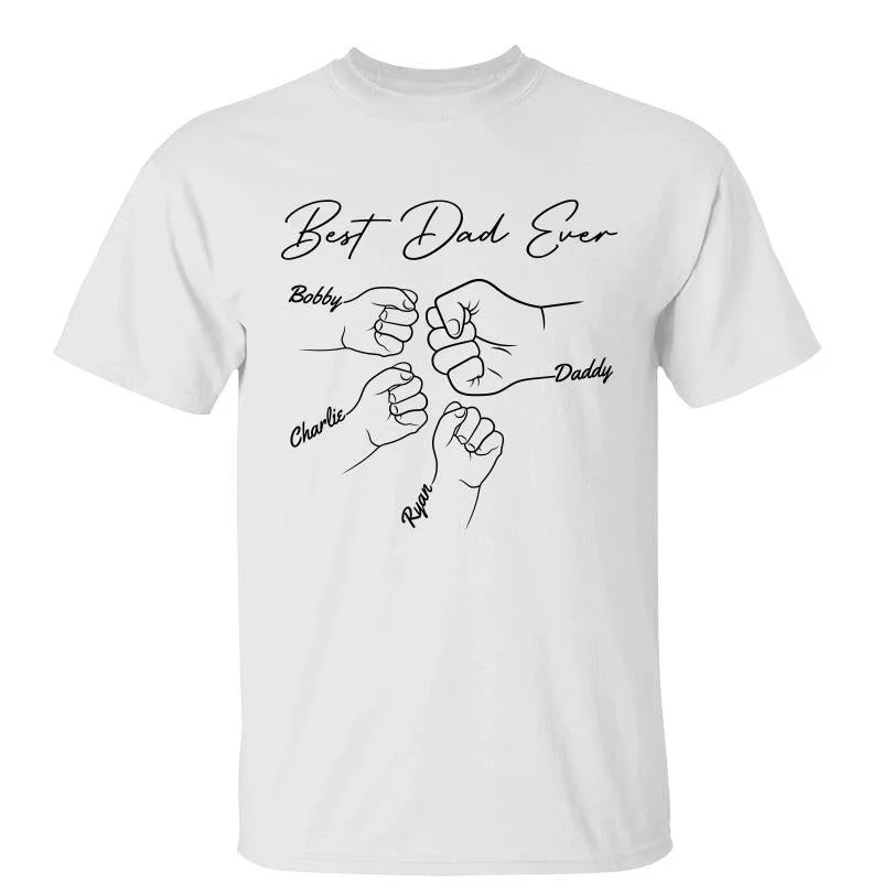 Funny cat-themed T-shirts for pet lovers-Best Dad Ever Fist Bump Outline Light Color Personalized Shirt