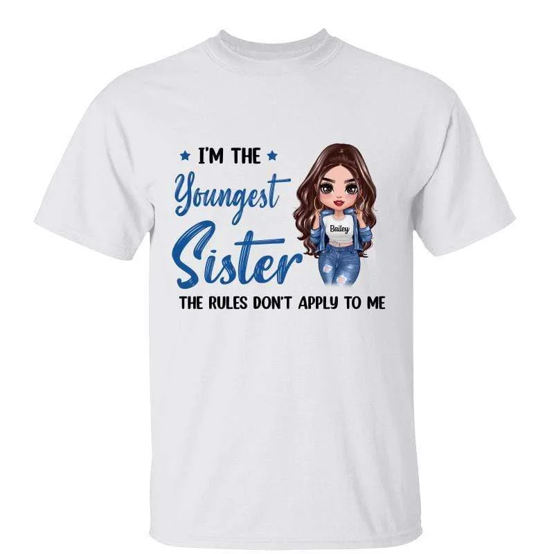 Cool and creative graphic tees for men-Youngest Middle Oldest Doll Sisters Personalized Shirt