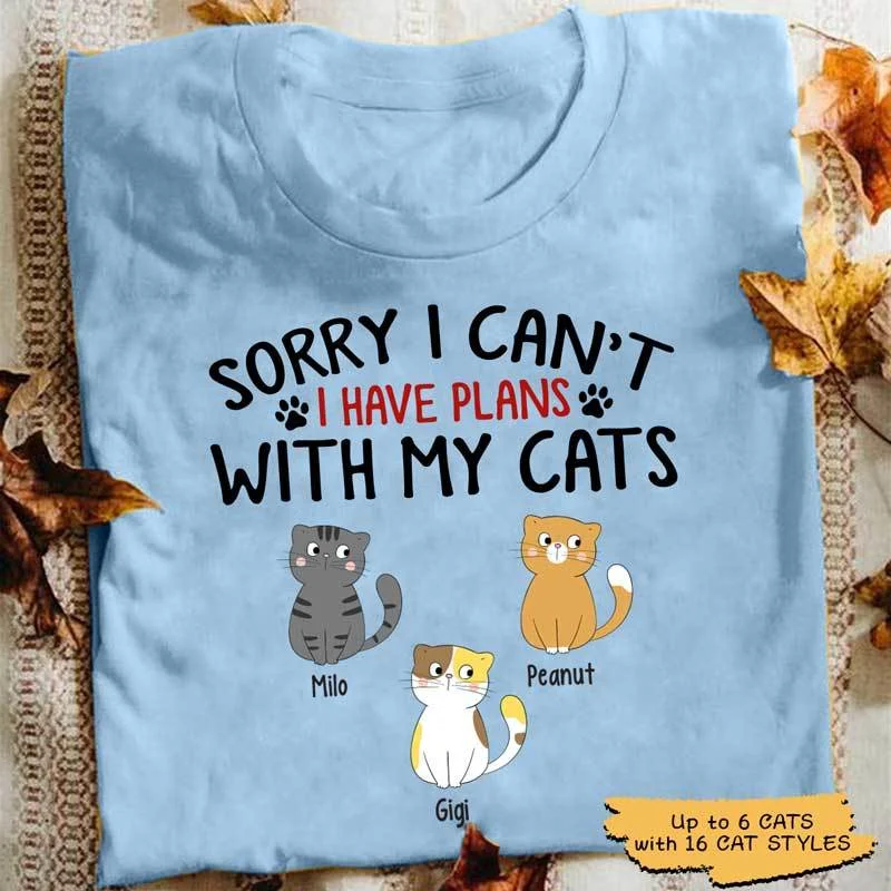 Custom printed T-shirts for summer parties-I Have Plan With My Cat Personalized Cat Shirt