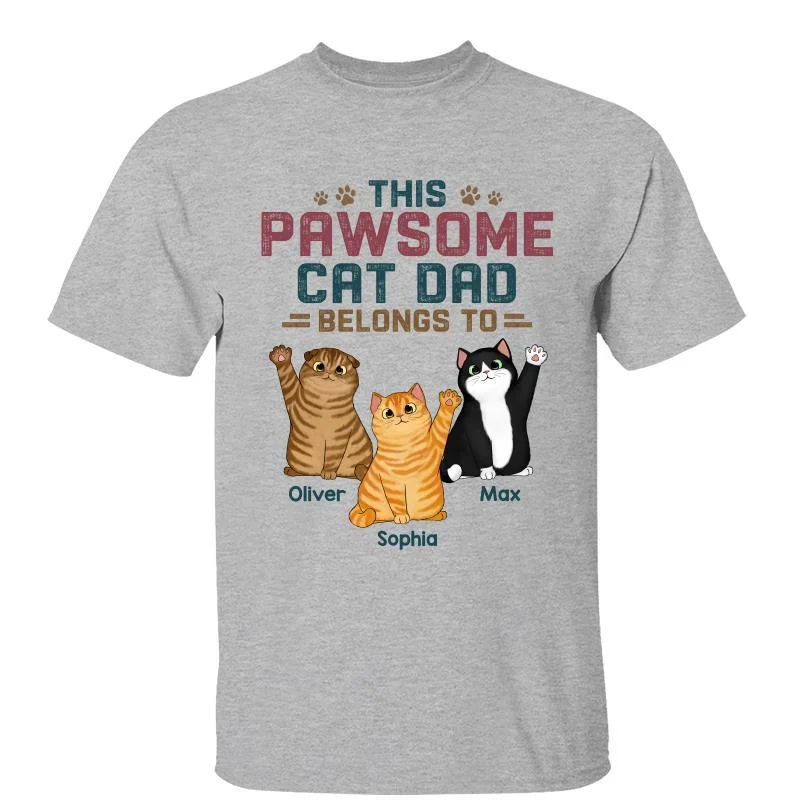 Unique custom-designed holiday T-shirts-This Pawsome Cat Dad Belongs To Fluffy Cats Personalized Shirt