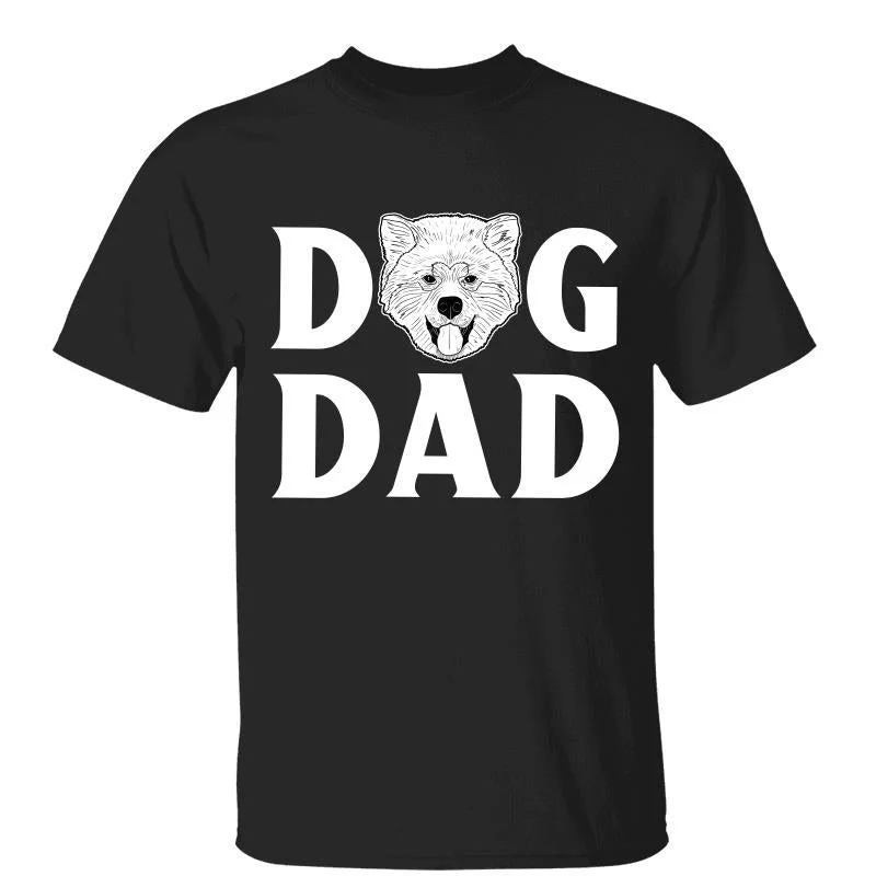 Custom team shirts for sports competitions-Dog Dad Dog Mom Dog Head Outline Simple Personalized Shirt