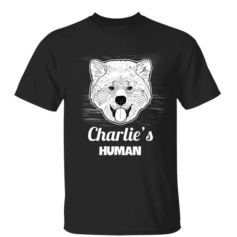 Custom pet lover graphic T-shirts-Dog‘s Human Dog Head Outline Personalized Shirt