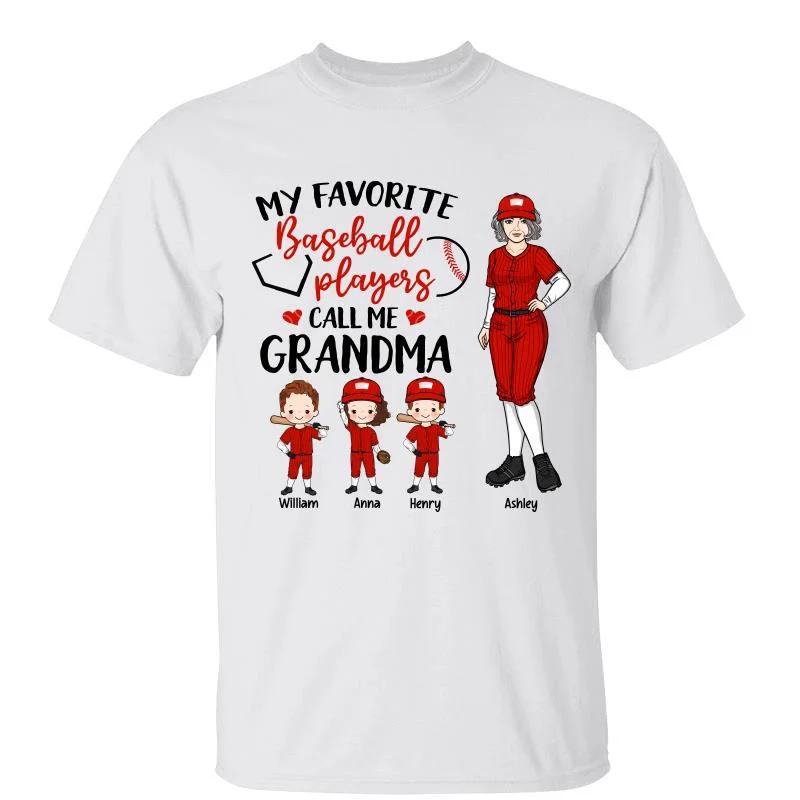 Custom T-shirts for music festivals-My Favorite Baseball Player Calls Me Mom Grandma Auntie Personalized Shirt