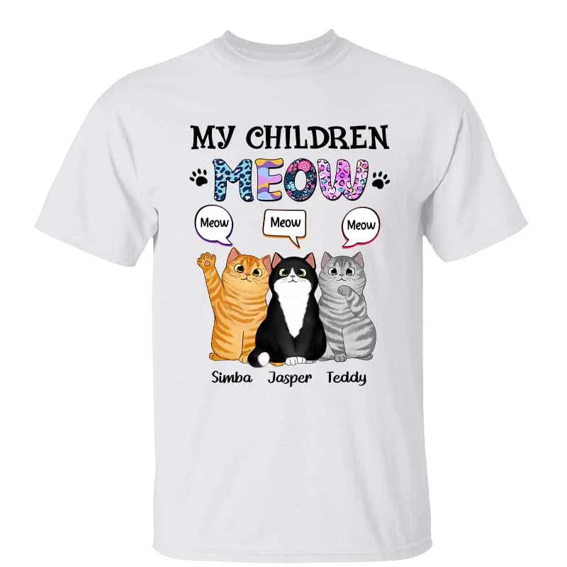 Motivational T-shirts for the gym-My Children Meow Colorful Pattern Personalized Shirt