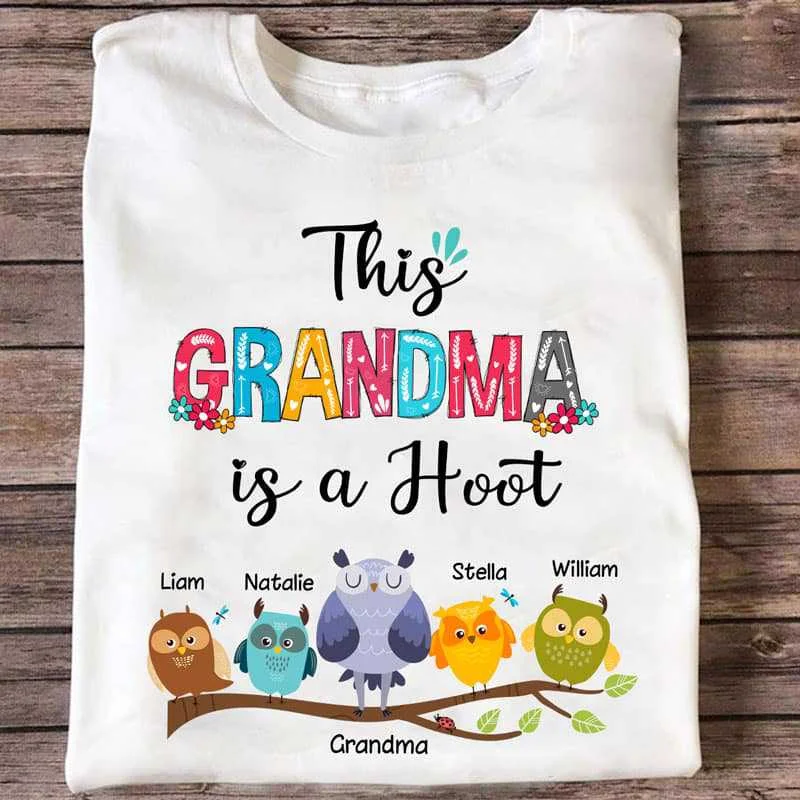 Personalized kids' T-shirts for holiday celebrations-Being Grandma Is A Hoot Cute Owl Personalized Shirt