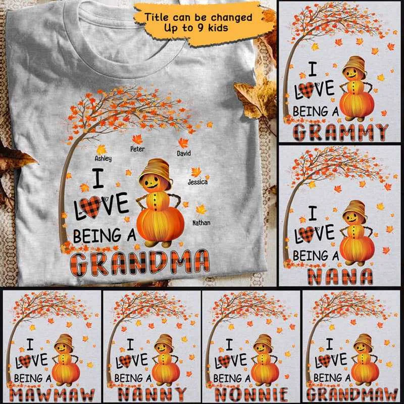 Custom designs for motivational T-shirts-Pumpkin Grandma Personalized Shirt