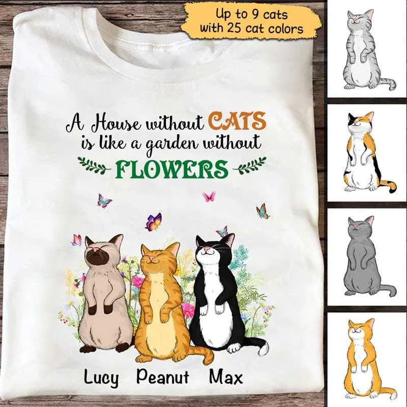 Fun pop culture T-shirts for fans-A House Without Cats Personalized Shirt