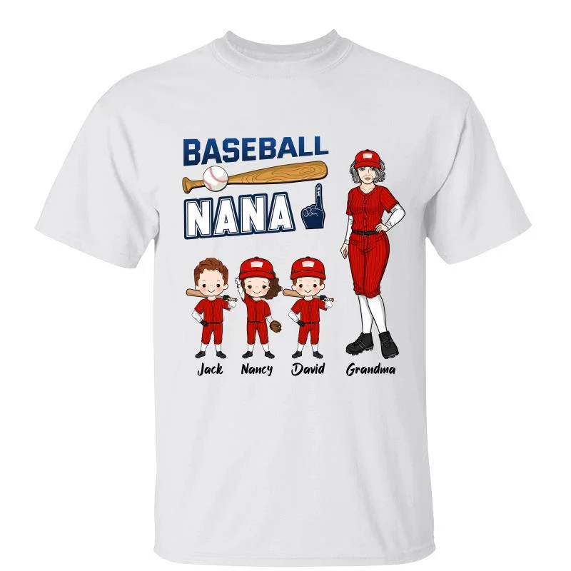 Creative custom graphic tees for travel events-Baseball Nana Grandma Personalized Shirt