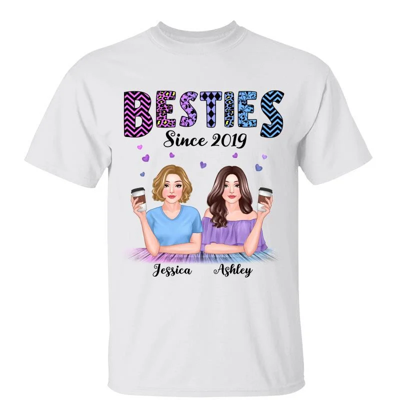 Custom funny sports team T-shirts-Pretty Girls Besties Since Gift For Best Friends Personalized Shirt