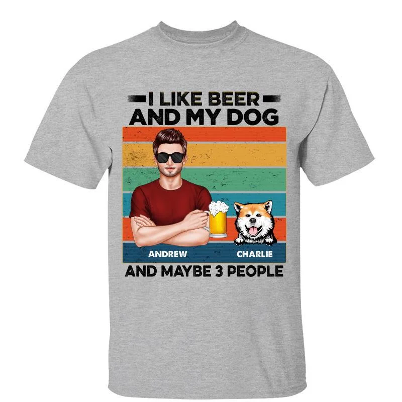 Trendy and stylish printed tees for women-Real Men Like Beer And Dogs Personalized Shirt