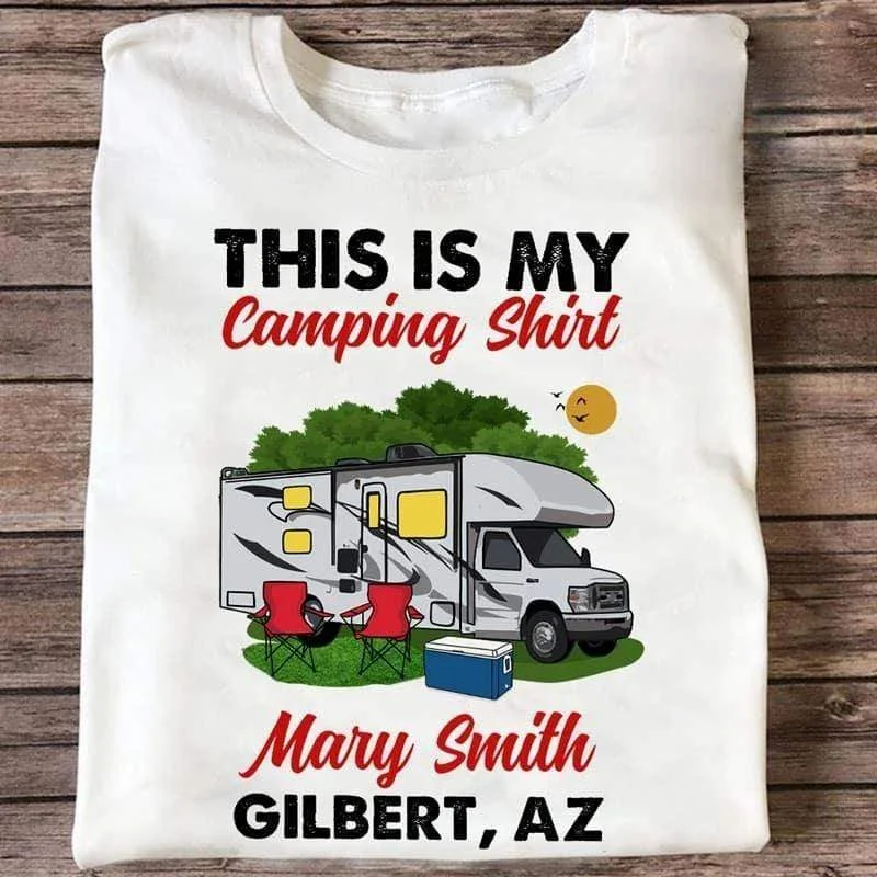 Unique vintage graphic T-shirts for women-This Is My Camping Personalized Shirt