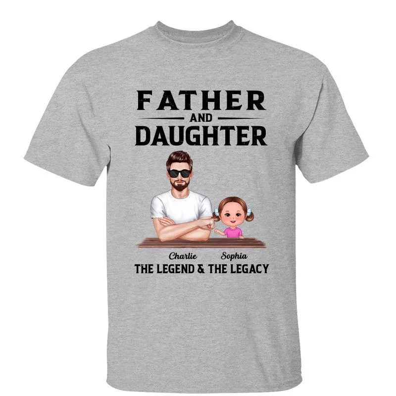 Funny T-shirts for gym enthusiasts-Dad Father And Son Daughter Fist Bump The Legend The Legacy Personalized Shirt