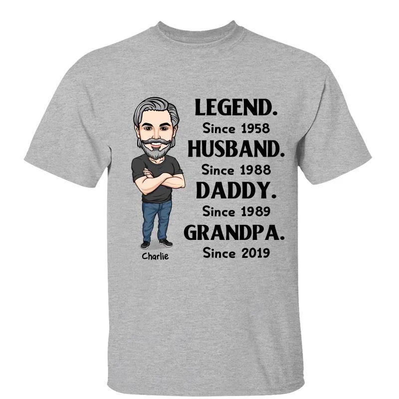 Custom-designed T-shirts with photos-Legend Grandpa Caricature Simple Old Man Personalized Shirt