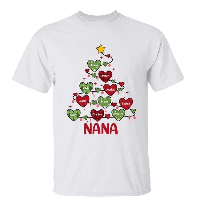 Custom photo printed T-shirts for special events-Christmas Tree Mom Grandma Heart Personalized Shirt