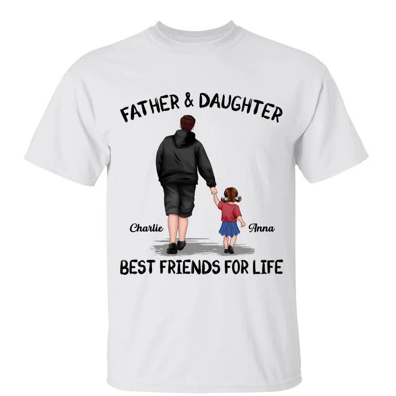 Motivational graphic T-shirts for students-Dad Father And Daughter Son Walking Best Friends For Life Personalized Shirt