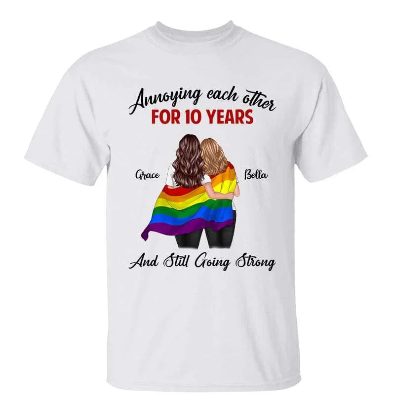 Fun pop culture T-shirts for fans-LGBT Couples Annoying Each Other And Still Going Strong Personalized Shirt