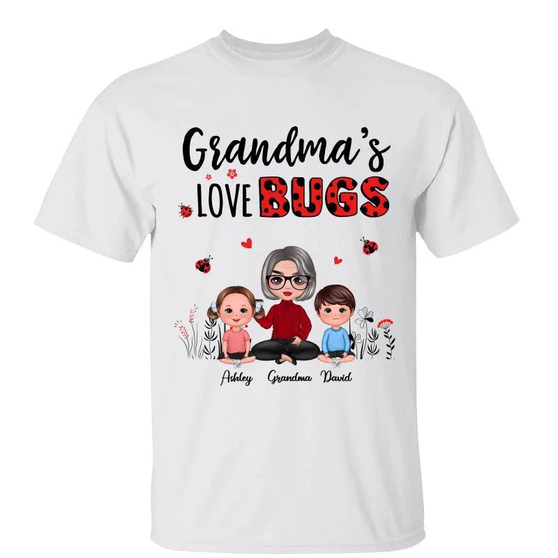 Custom matching T-shirts for couples-Doll Grandma Love Bugs Personalized Shirt