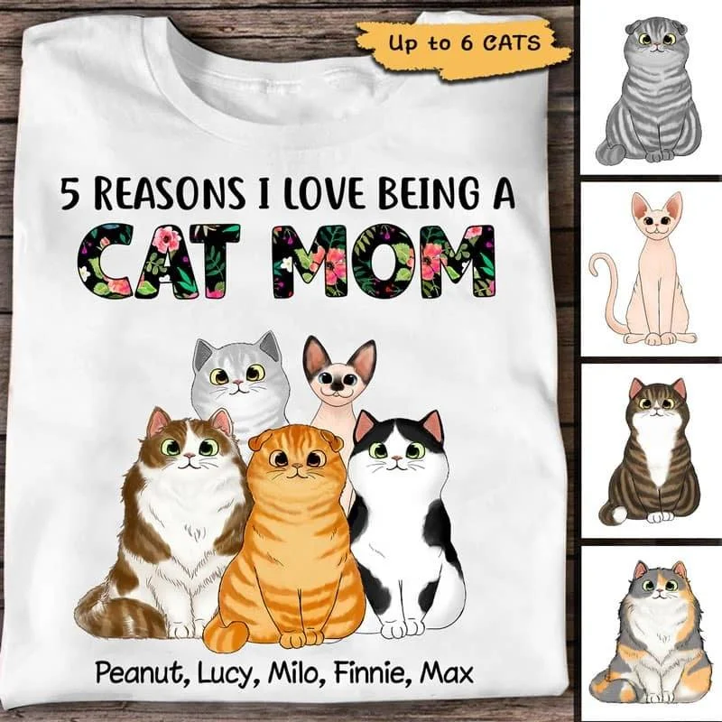 Cool motivational tees for gym lovers-Floral Reason Being Cat Mom Fluffy Cats Personalized Shirt