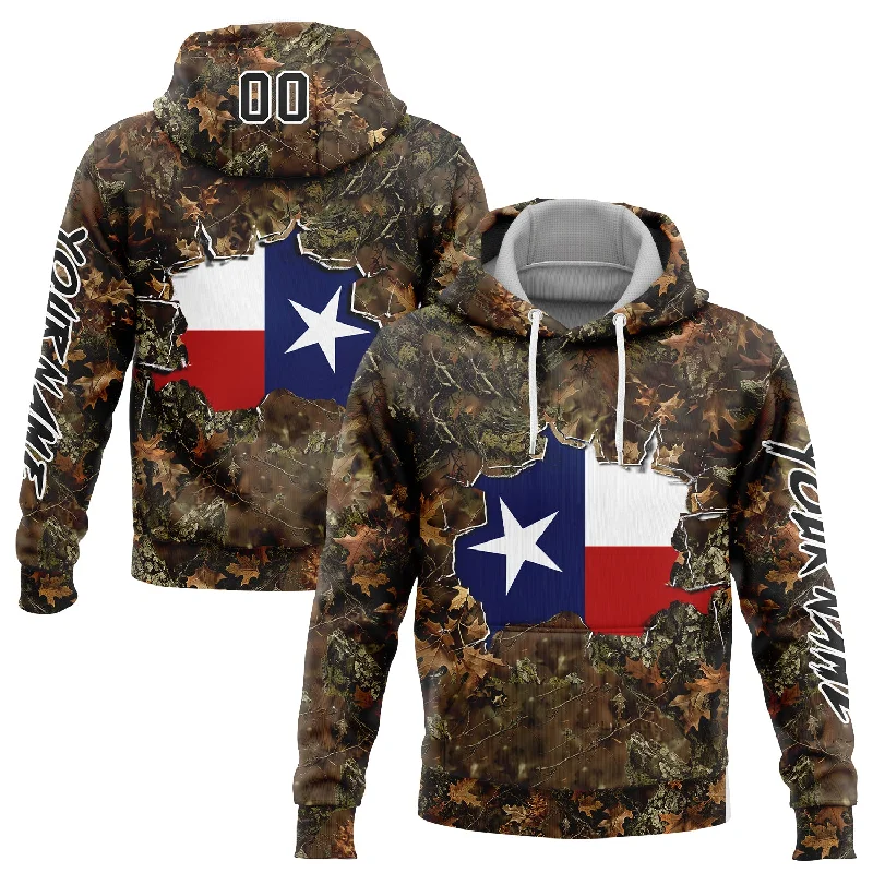 Women's Leopard Print Hoodies-Custom Stitched Camo Black-White 3D Texas Flag And Hunting Sports Pullover Sweatshirt Hoodie