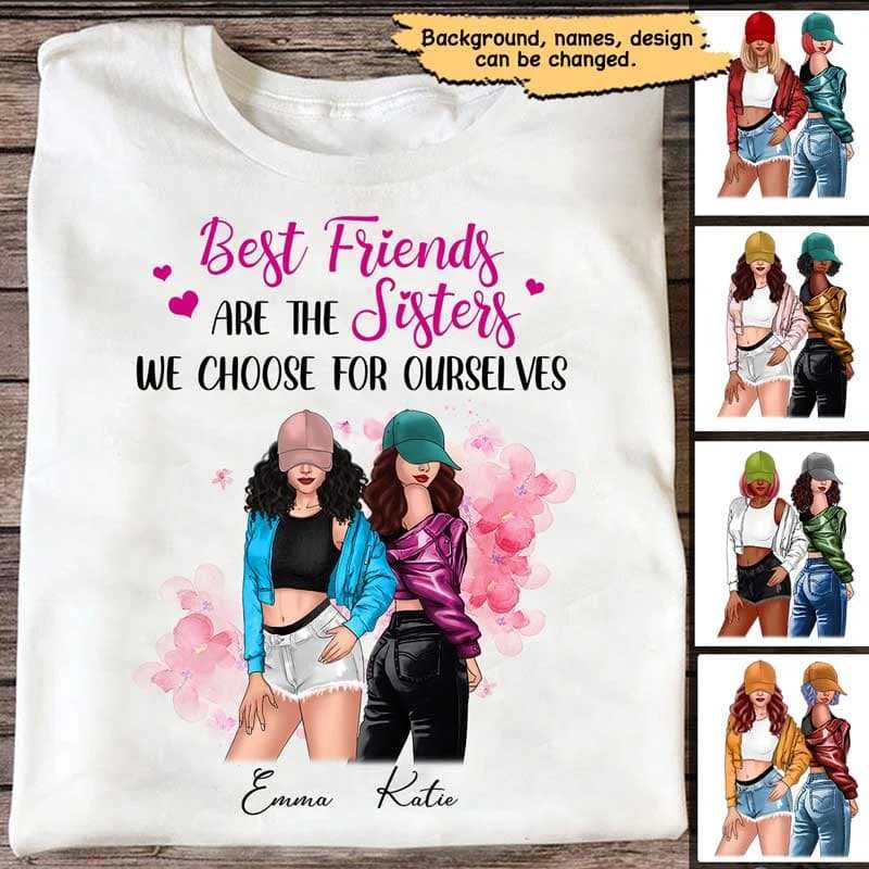 Personalized graphic T-shirts for family photos-Best Friends Are Sisters Bestie Personalized Shirt