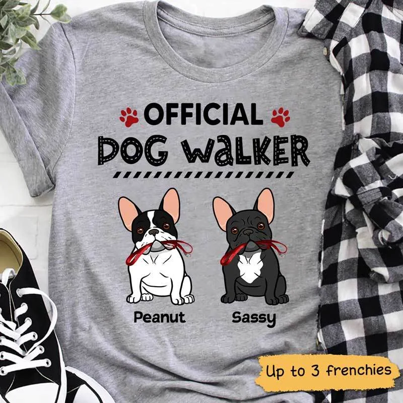 Vintage typography T-shirts for men-Official Walker Of French Bulldog Personalized Shirt