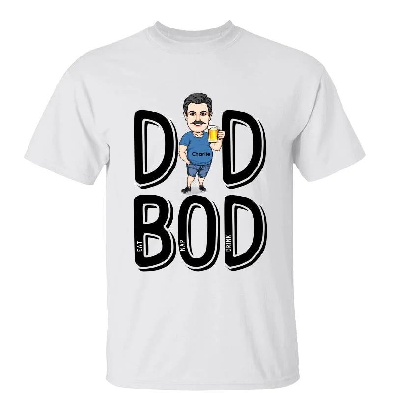 Personalized t-shirts for family trips-Funny Gift for Dad Bod Eat Nap Drink Caricature Personalized Shirt