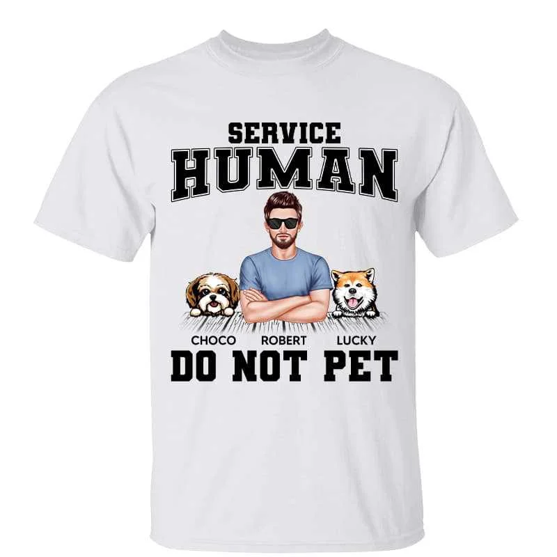 Personalized matching family T-shirts-Service Human Real Man & Peeking Dog Personalized Shirt